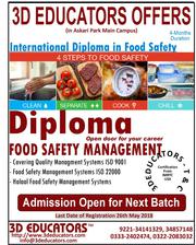 Diploma in Food Safety managment course offerd by 3D Educators